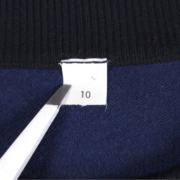Lululemon SILK Blend Sweater Crew Neck Pullover Knit Ringer Blue Black Size 10 - Picture 5 of 10
